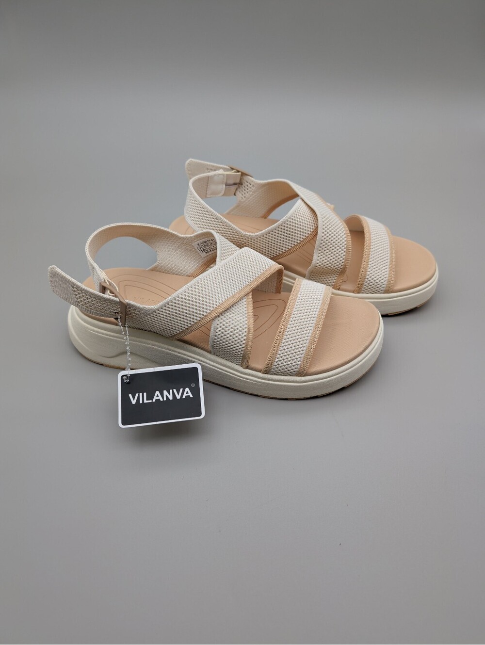Vilanva Women's Beige Strappy Comfort Sandals Size 10